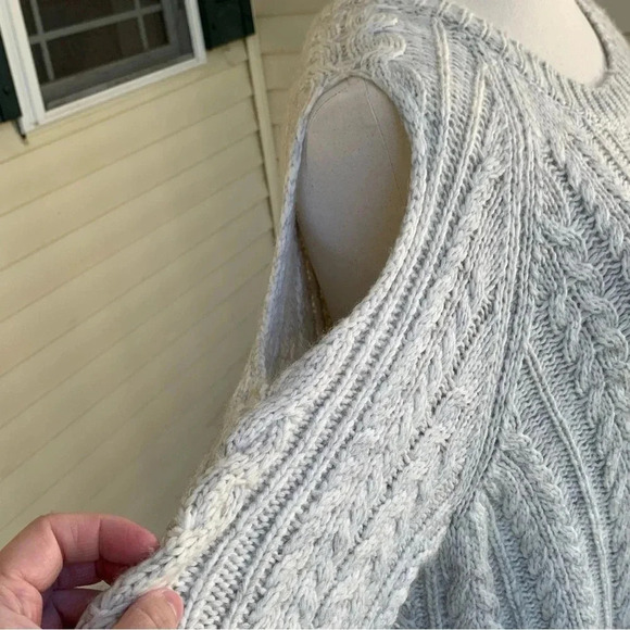 Soft Surroundings Cozy Cold Shoulder Sweater Plus Size 3X Gray Cable Knit Wool - Picture 5 of 9